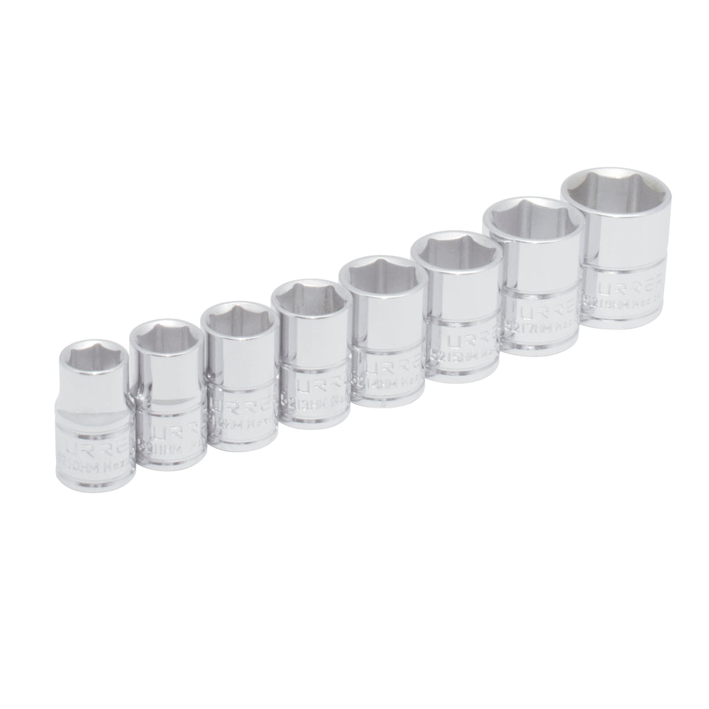 Juego de 8 Dados Metricos 3/8" 6 Puntas Urrea S02HM