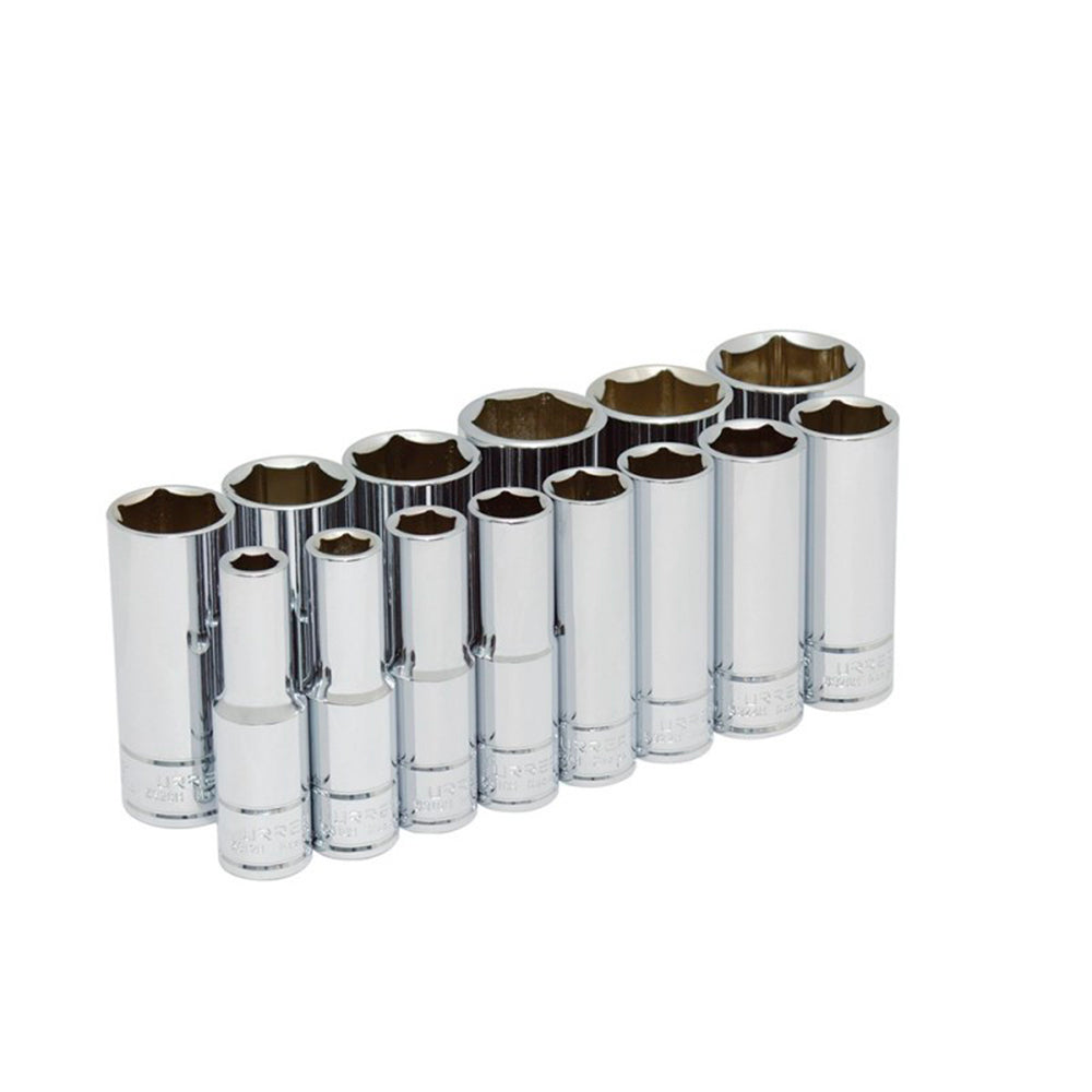 Juego de dados largos cuadro de 1/2", 6 puntas, métricos, 10 piezas Urrea 54216