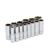 Juego de dados largos cuadro de 1/2", 6 puntas, métricos, 10 piezas Urrea 54216