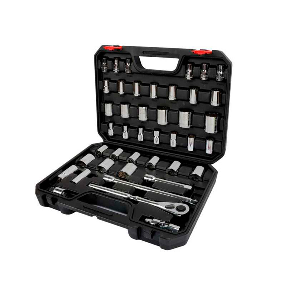 Juego de dados y accesorios cuadro de 1/2" combinado, 42 piezas, Urrea 5400CB