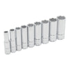 Juego de 9 Dados Largos Cromados Estándar Cuadro de 1/4" Urrea 47202
