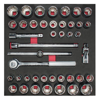 Juego de dados y accesorio cuadro 1/2" - SAE & Métricos - 42 pzs Urrea CH203