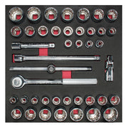 Juego de dados y accesorio cuadro 1/2" - SAE & Métricos - 42 pzs Urrea CH203