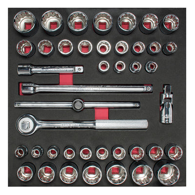 Juego de dados y accesorio cuadro 1/2