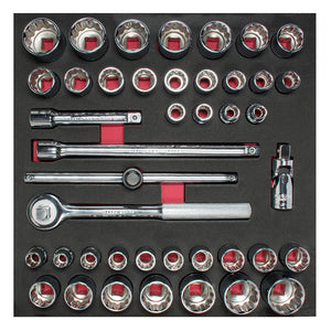 Juego de dados y accesorio cuadro 1/2" - SAE & Métricos - 42 pzs Urrea CH203