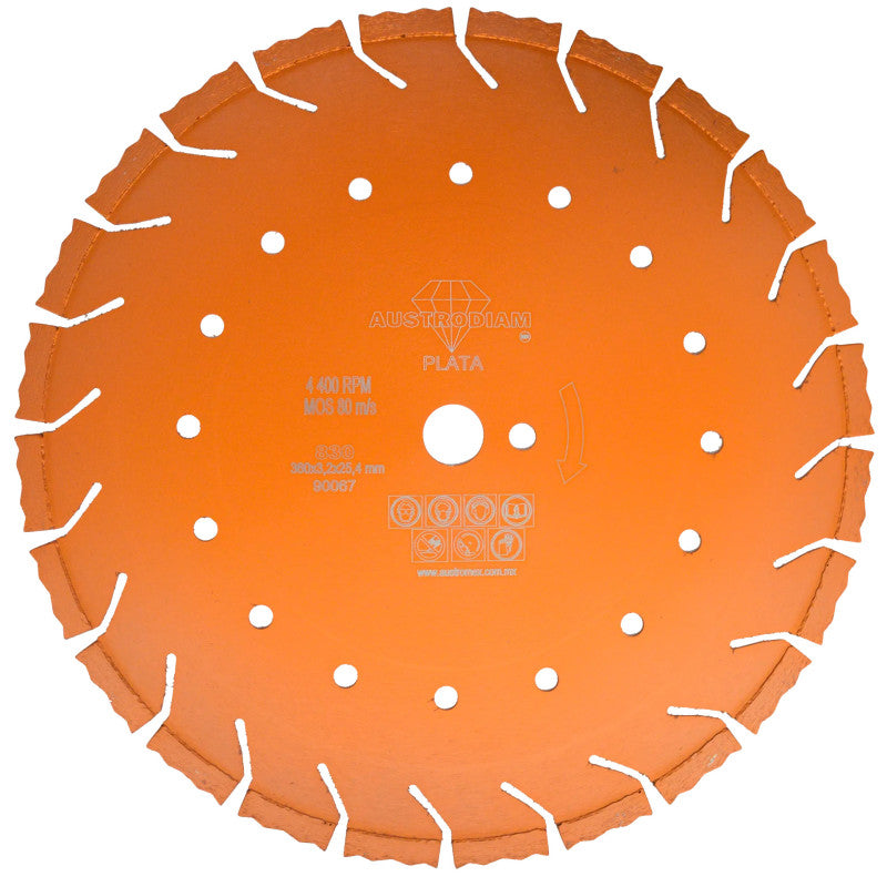 Disco de Diamante de 14 x 0.125 x 1 Naranja Universal Asutrodiam 830