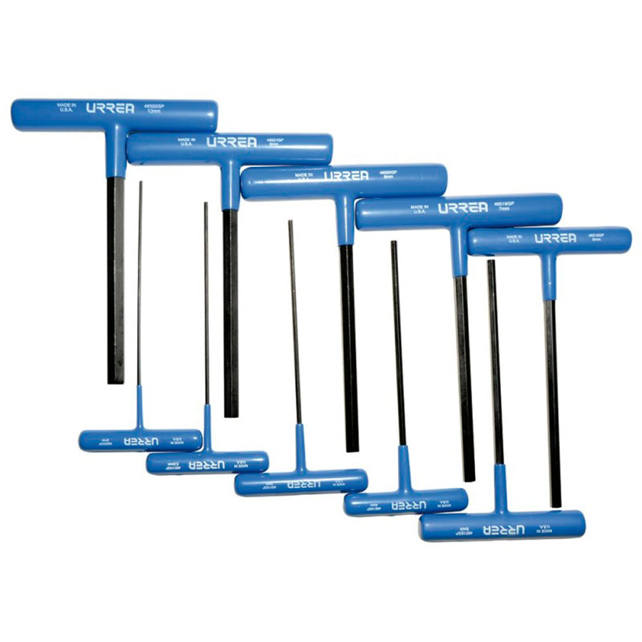 Juego de 10 llaves Allen "T" ergonómicas métricas 6" Urrea 4965GPM
