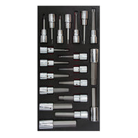 Juego de dados con punta torx hexagonales SAE & Metricos cuadro 1/2 - 20 Pza Urrea CH110