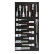 Juego de dados con punta torx hexagonales SAE & Metricos cuadro 1/2 - 20 Pza Urrea CH110