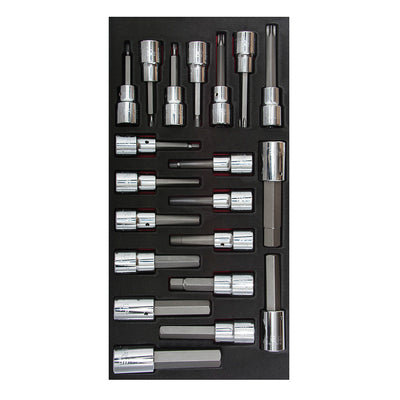 Juego de dados con punta torx hexagonales SAE & Metricos cuadro 1/2 - 20 Pza Urrea CH110