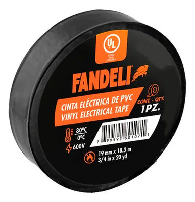 Cinta Aislar Uso General UL 19mm X 18.3m, Fandeli 80107