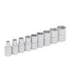 Juego de 9 Dados Cromados Métricos Cuadro de 1/4" Urrea 47207