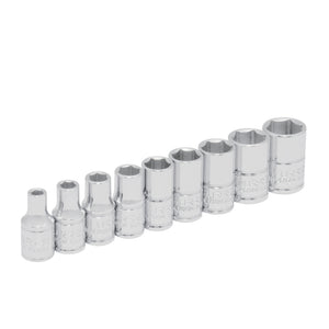 Juego de 9 Dados Cromados Métricos Cuadro de 1/4" Urrea 47207