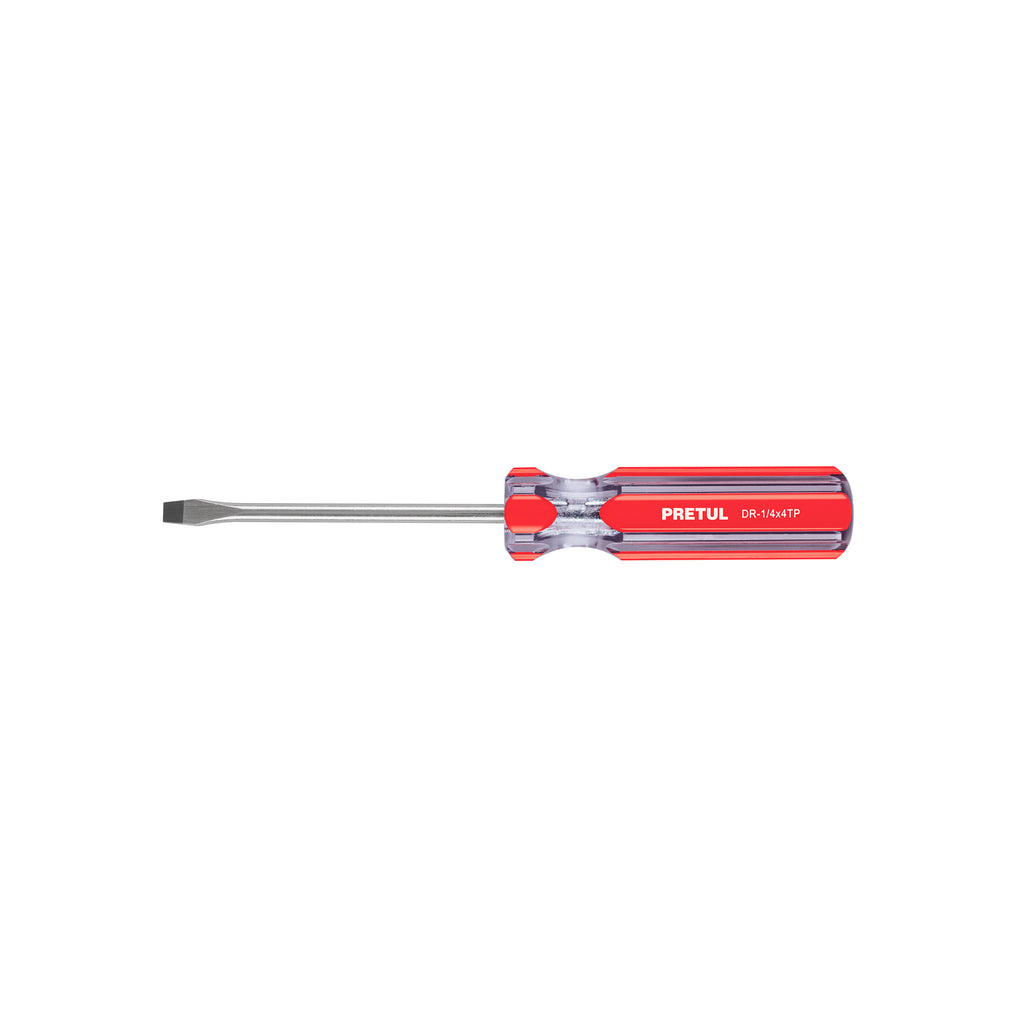 Desarmador Plano 1/4 x 4' Mango De PVC, Pretul 21459