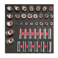 Juego de dados cuadro 1/2" - Métricos - cortos & largos 39 pzs Urrea CH207***