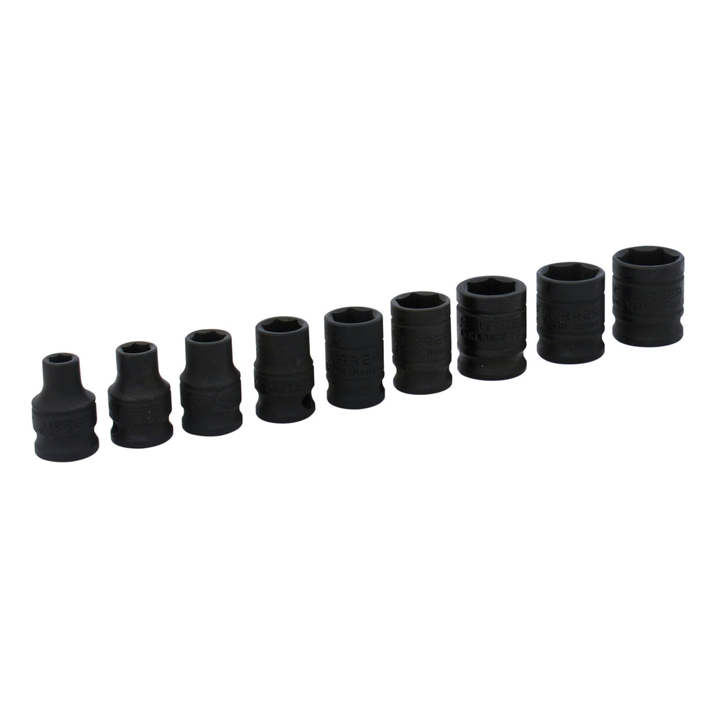 Juego de 9 Dados de Impacto en Pulgadas 3/8" 6 Puntas Urrea 72102
