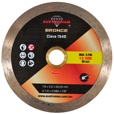Disco de Diamante de 4-1/2 x 0.08 x 7/8 Azul Bronce Austrodiam 1549