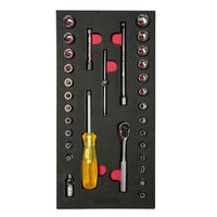 Juego de Dados Cortos y Accesorios Cuadro de 1/4" Combinados, Urrea CH101.