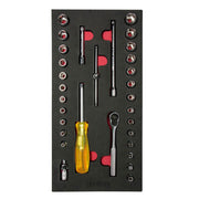Juego de Dados Cortos y Accesorios Cuadro de 1/4" Combinados, Urrea CH101.