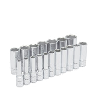 Juego De 18 Dados Largos Métricos 3/8" 6 Puntas, Urrea 52203