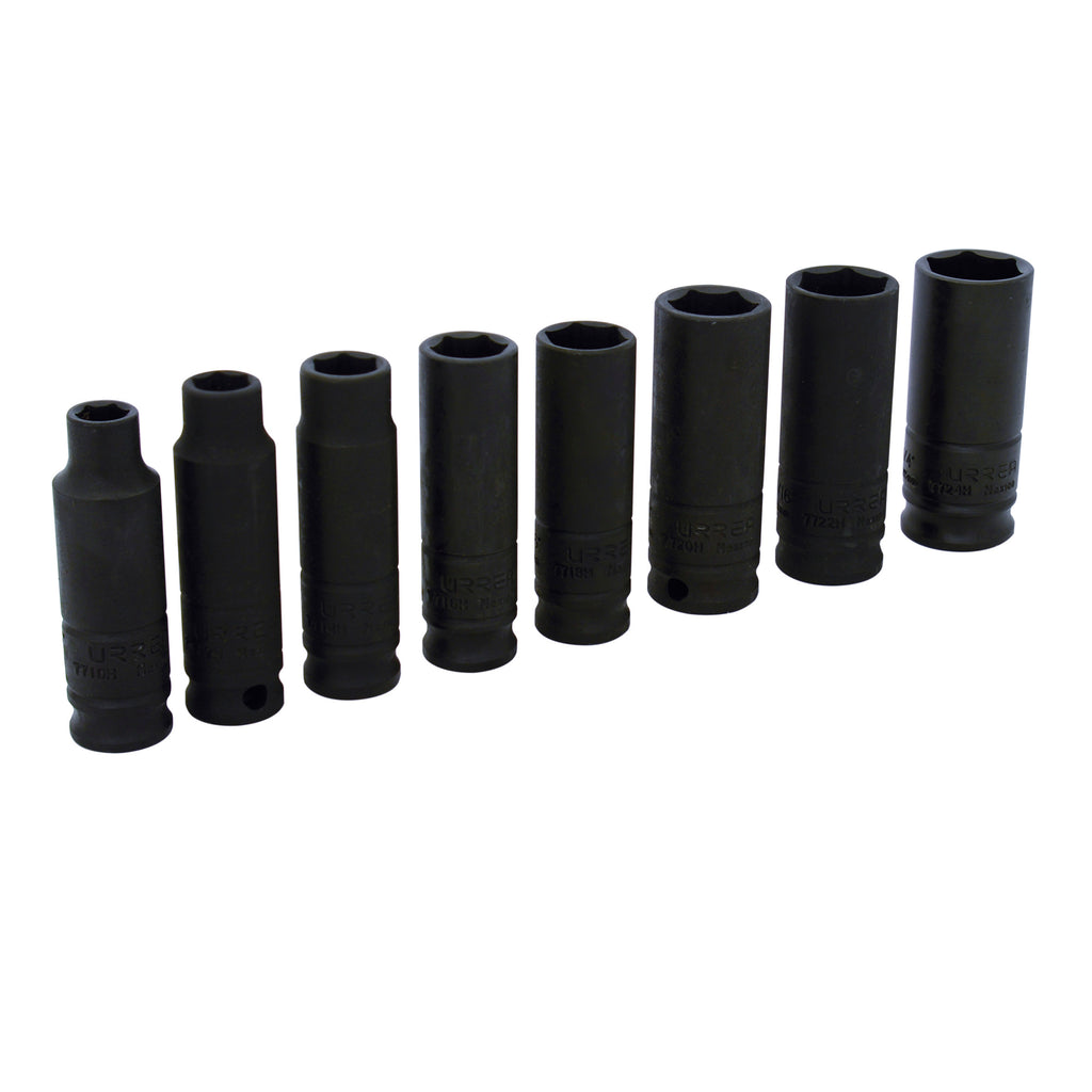 Juego de 8 Dados de Impacto Largos en Pulgadas 3/8" 6 Puntas Urrea 72112