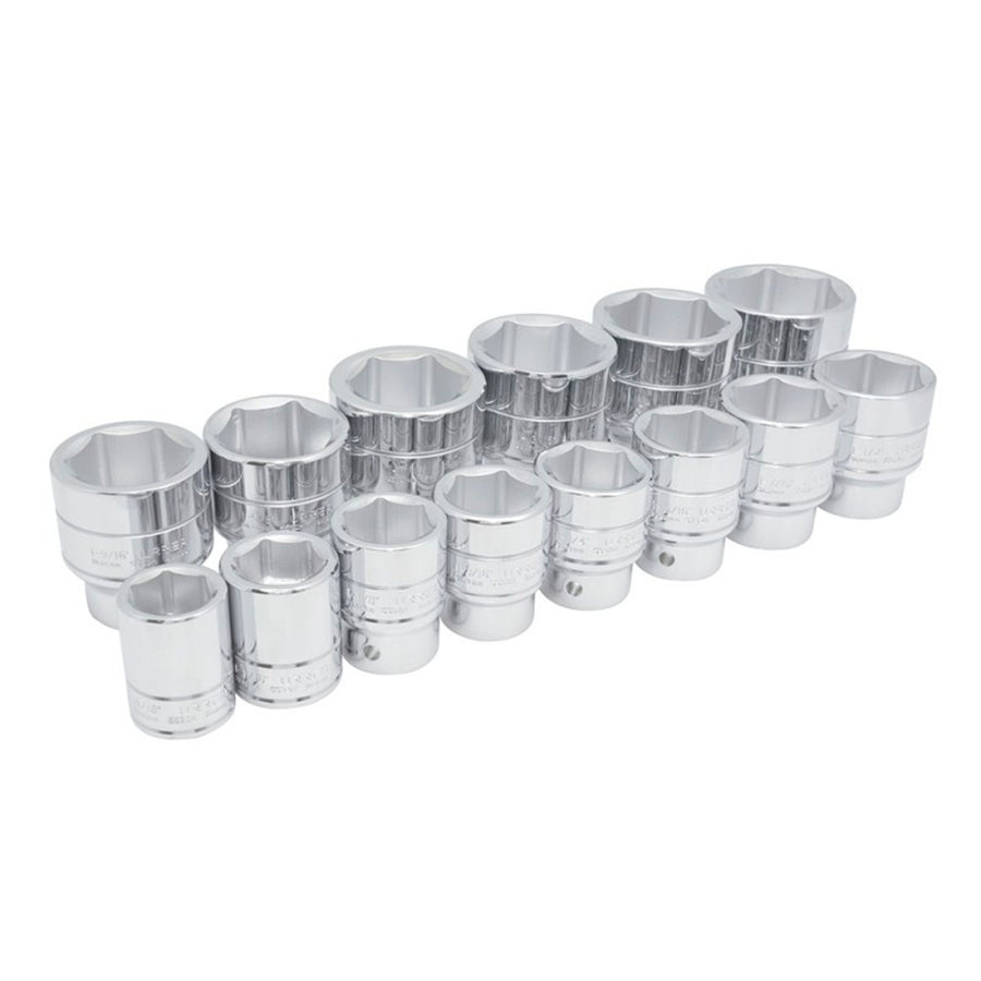 Juego de dados cuadro de 3/4", 6  puntas, en pulgadas, 14 piezas Urrea 55113