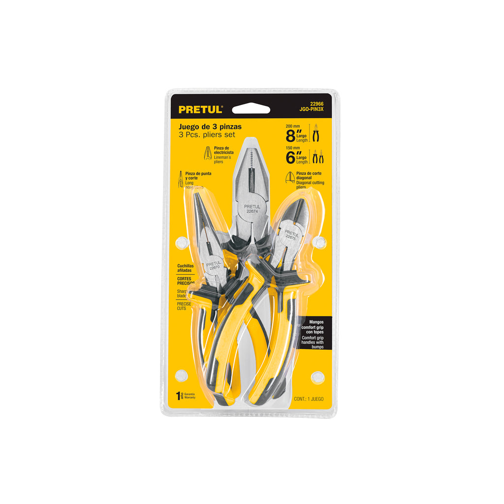 Juego De 3 Pinzas 3 Mango Comfort Grip, Pretul 22966