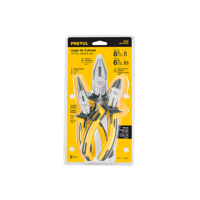 Juego De 3 Pinzas 3 Mango Comfort Grip, Pretul 22966