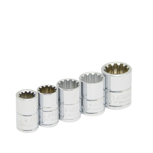 Juego de 5 dados Spline Cuadro "3/8" c/riel Urrea 5200SPL