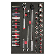 Juego de dados cortos y largos y accesorios cuadro de 1/2" métricos, 37 piezas Urrea CH311