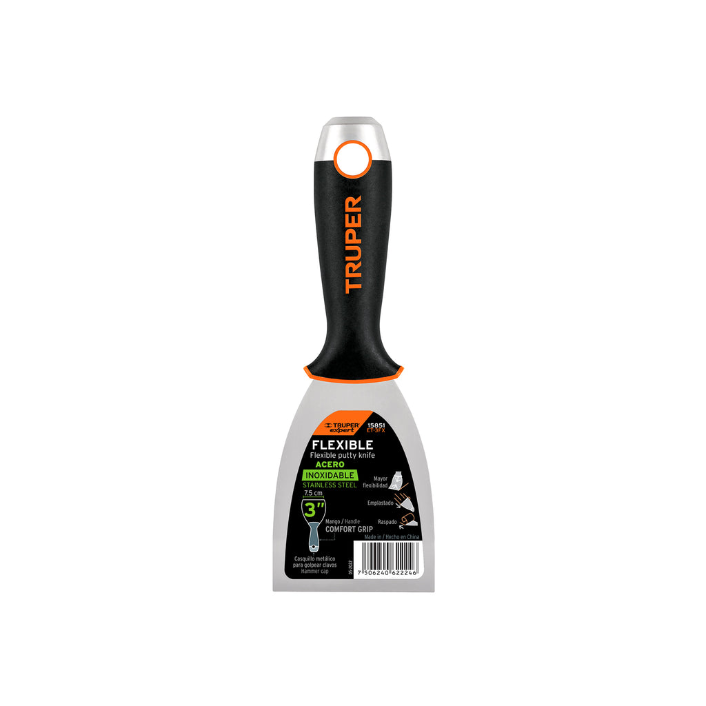 Espátula Flexible 3" Acero Inox. Mango Comfort Grip, Expert 15851