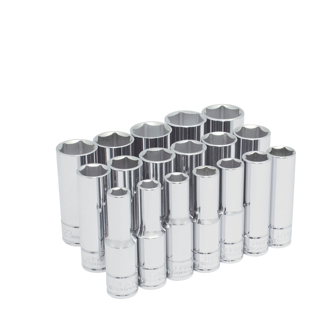 Juego de 18 dados largos métricos 1/2" 6 puntas Urrea 54203