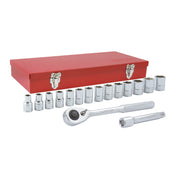 Juego de 17 Dados y Accesorios Métricos 1/2" Urrea 54208H