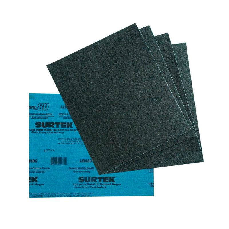 Lija Negra Para Esmeril, Grano 80, Surtek LEN80