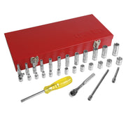 Juego de 30 Dados Cromados y Accesorios Métricos Cuadro de 1/4" Urrea 47206