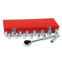 Juego de 17 Dados y Accesorios Métricos 1/2" Urrea 54208
