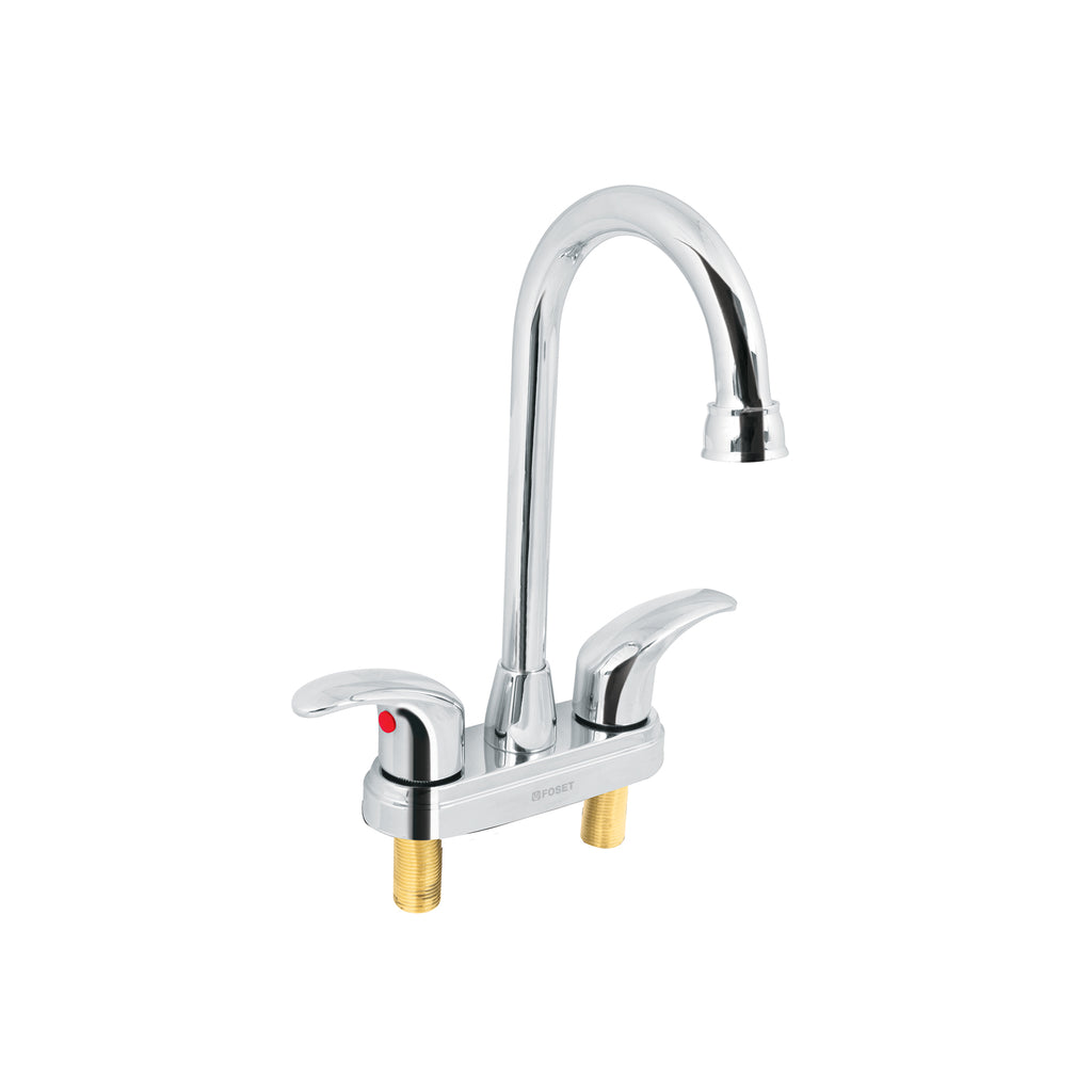 Mezcladora Cromo 4' Para Lavabo, Cuello Bar, Palanca, Aqua, Foset 49691