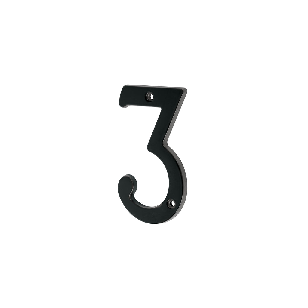 Número 3 De Latón Sólido 4", Negro,  Hermex 47856