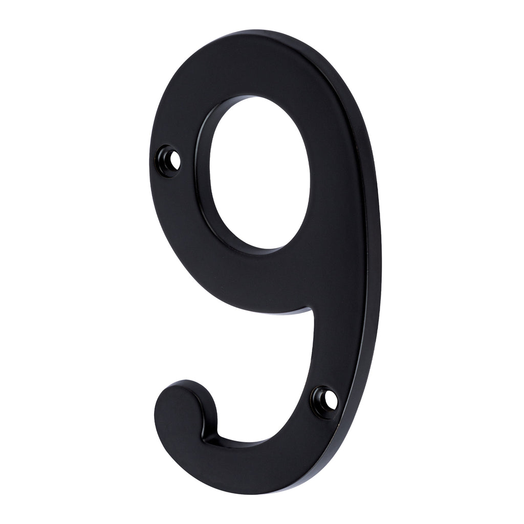 Número 9 De Latón Sólido 4", Negro,  Hermex 47862