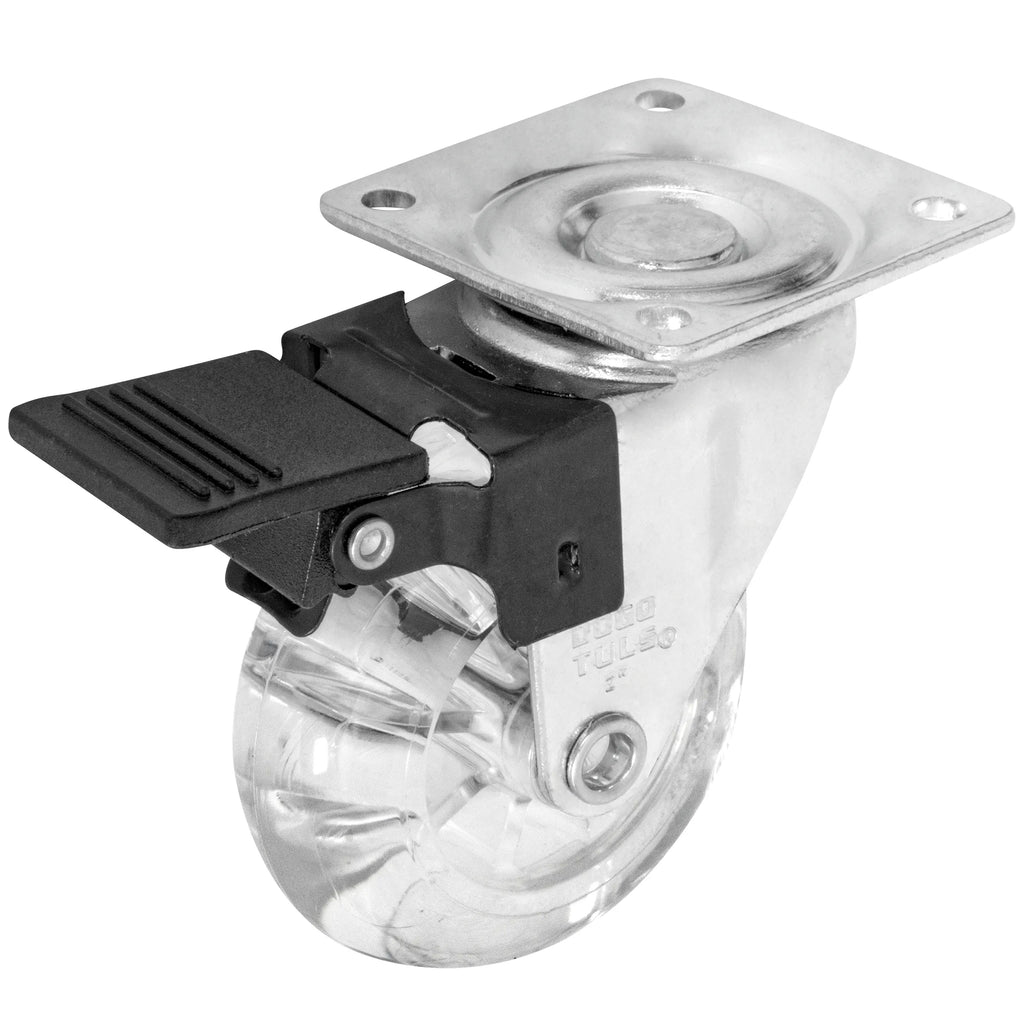 Rodaja PU Transparente Giratorio/Freno, Dogotuls ZF5254