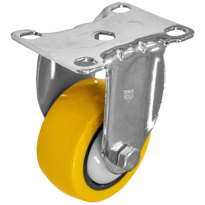 Rodaja PU Amarillo Cromada Fija 3