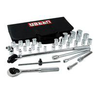 Juego de 34 Dados y Accesorios en Pulgadas 3/8" y 1/2" Urrea 5452PT