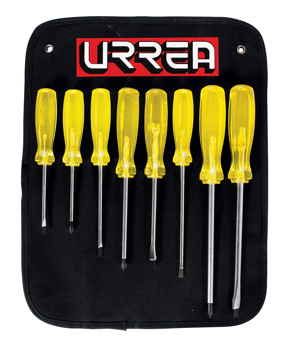 Juego de 8 Desarmadores Ámbar Combinado Urrea 9600D