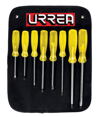 Juego de 8 Desarmadores Ámbar Combinado Urrea 9600D