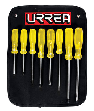 Juego de 8 Desarmadores Ámbar Combinado Urrea 9600D