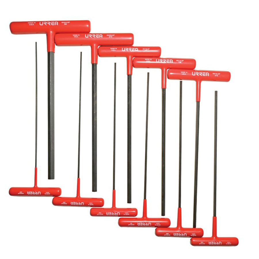 Juego de 11 llaves Allen "T" ergonómicas en pulgadas 9" Urrea 4967LGP