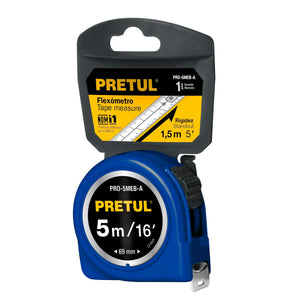 Flexómetro Azul 5 m Cinta 19 mm, En Tarjeta, Pretul 21610