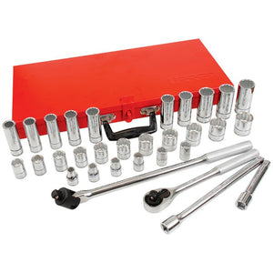 Juego de dados y accesorios 1/2" métricos, 32 piezas, Urrea 54214A