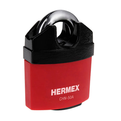 Candado De Hierro 50 mm Gancho Protegido, Llave Anti-Ganzúa, Hermex 43340