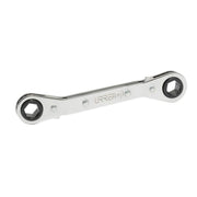 Llave de estrías pulido espejo acodada de matraca métrica, 12 puntas, 16 x 18 mm Urrea 1186M